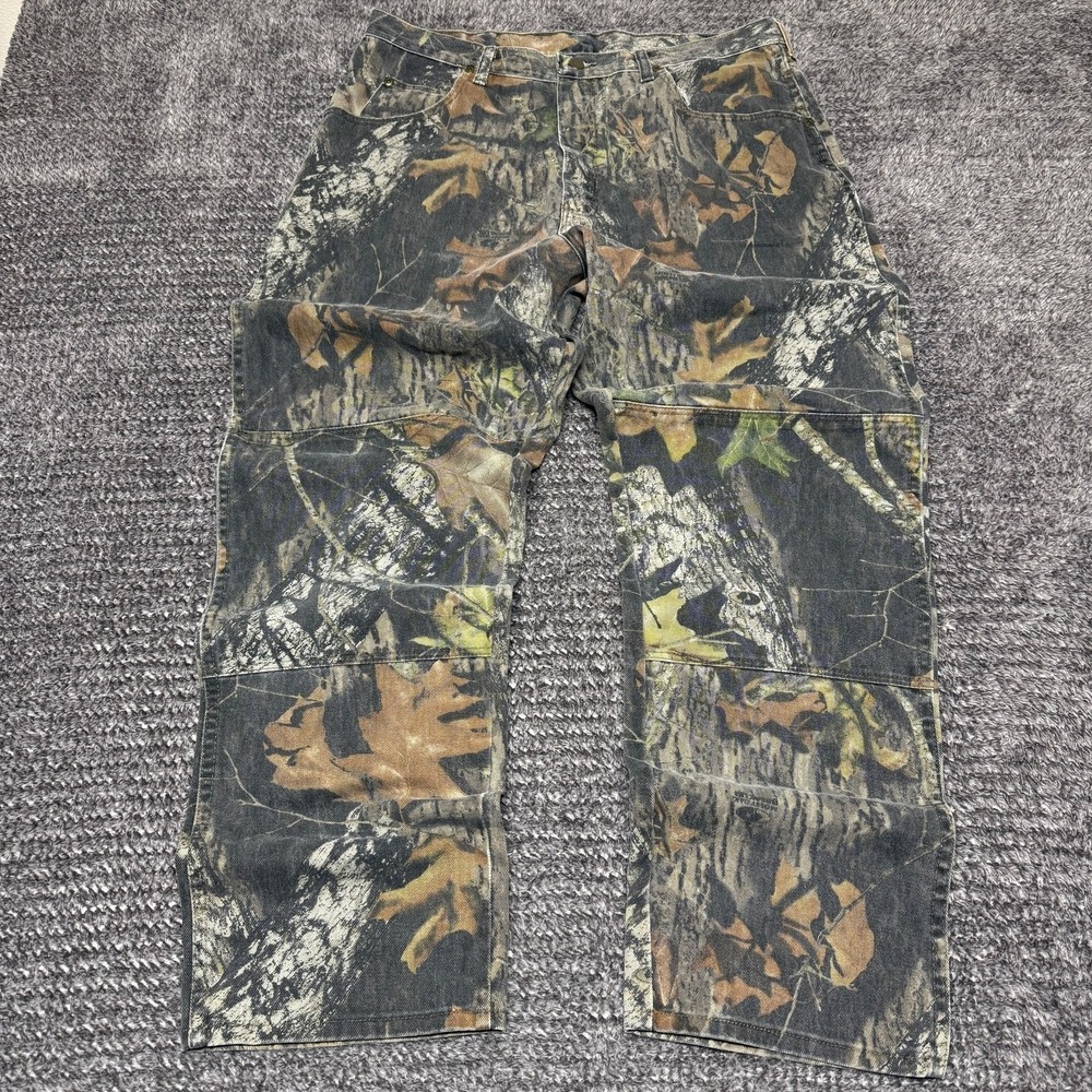 Wrangler Mens Mossy Oak Camo Jeans Pants 38x32 Double Knee Hunting Denim - Picture 2 of 10